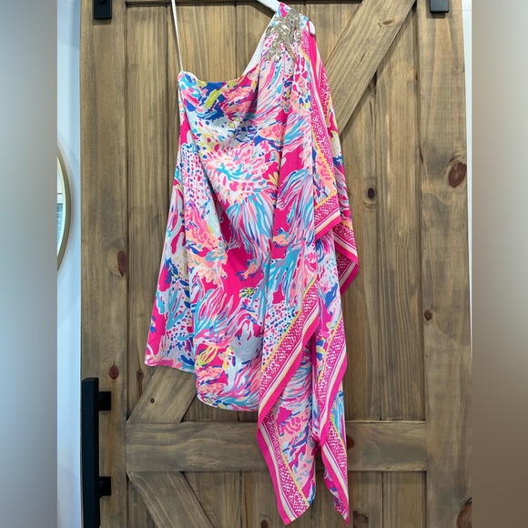 Lilly Pulitzer 🦄 Size 2 Marlee One shoulder VHTF Sunken Treasure - Picture 2 of 5